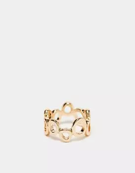 ASOS DESIGN — Золотое кольцо с круглым узором