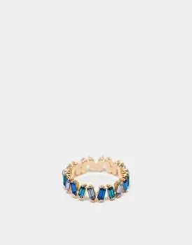 ASOS DESIGN – Золотое кольцо с синими камнями багетной огранки