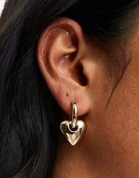 ASOS DESIGN — Золотые серьги-кольца с подвеской в виде куполообразного сердечка