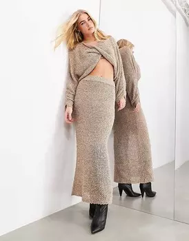 ASOS EDITION – Юбка макси прямого кроя полупрозрачного цвета мокко