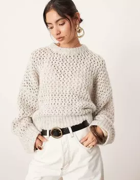 ASOS Edition – светло-бежевый ажурный свитер объемного кроя