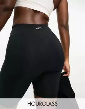 ASOS Hourglass Icon Короткие леггинсы черного цвета длиной 8 дюймов с рельефной деталью в виде ягодиц