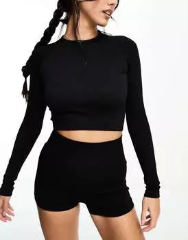 ASOS Icon бесшовный укороченный топ в рубчик с длинными рукавами