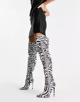 ASOS Kim ботфорты с декорированным зебровым принтом