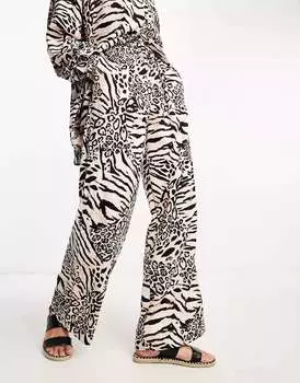 ASOS льняные брюки без застежки с животным принтом
