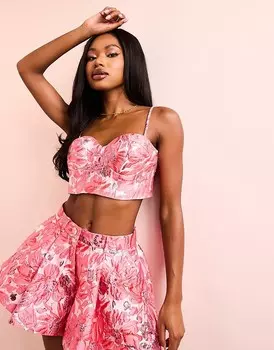 ASOS Luxe 3 Розовый бралетт с цветочным узором, часть комплекта