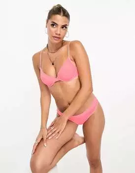 ASOS Maddy Неоново-розовый бюстгальтер с глубоким вырезом на косточках из чистой сетки