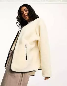 ASOS на молнии с отделкой из искусственной кожи нейтрального цвета