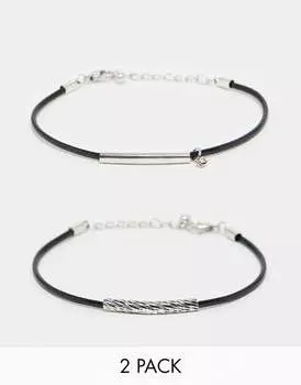 ASOS Набор из 2 веревочных браслетов из полиуретана с серебряными украшениями