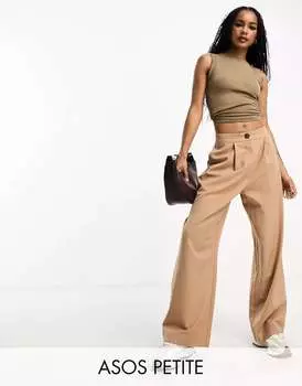 ASOS Petite Свободные брюки светло-коричневого цвета для папы - CAMEL