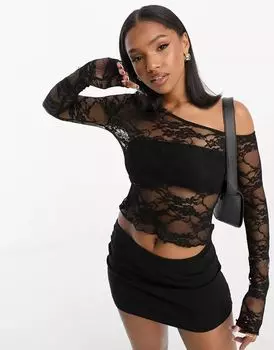 ASOS – прозрачный топ асимметричного кроя черного цвета
