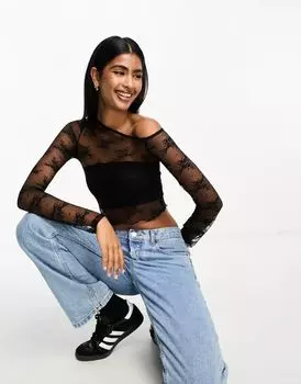ASOS – прозрачный топ асимметричного кроя черного цвета