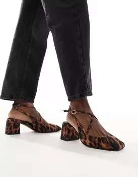 ASOS Sawyer туфли на блочном каблуке с квадратным носком и леопардовым принтом