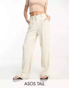 ASOS Tall Брюки «папа» с льняным узором и камнем