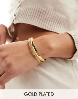 ASOS Жесткий браслет из 14-каратного позолоченного ремешка с ремешком простого дизайна
