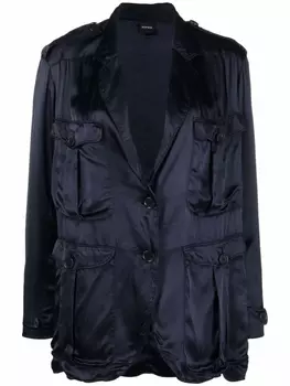 ASPESI однобортный блейзер строгого кроя, синий