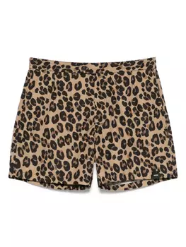 ASPESI плавки-шорты с леопардовым принтом, коричневый