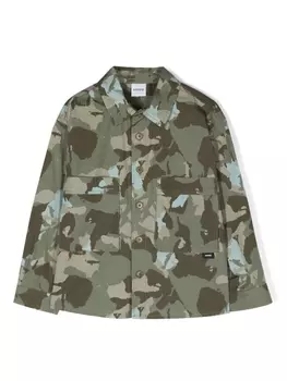 Aspesi рубашка с камуфляжным принтом, зеленый