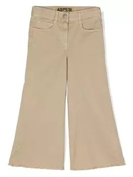 Aspesi широкие брюки с бахромой, нейтральный цвет