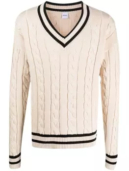 ASPESI вязаный джемпер с отделкой в полоску, нейтральный цвет