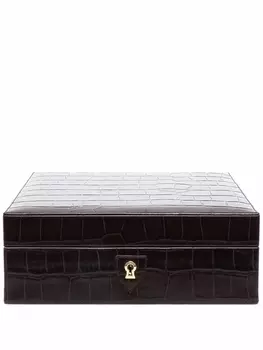 Aspinal Of London шкатулка для часов с тиснением под крокодила, коричневый