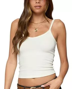 Aspyn Майка с V-образным вырезом и рубчиком Edikted, слоновая кость/кремовый