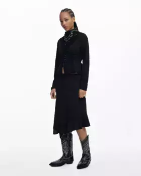 Ассиметричная юбка из фактурной ткани Desigual, чёрный
