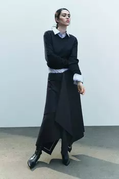 Ассиметричная юбка в тонкую полоску коллекция zw ZARA, синий