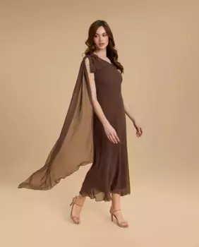 Ассиметричное платье миди Veneno en la piel, коричневый