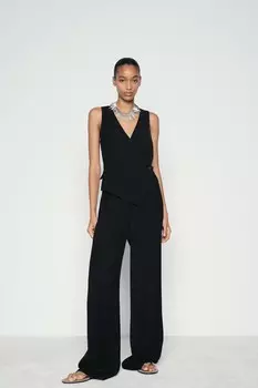 Ассиметричный жилет комбинезон ZARA, черный