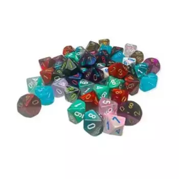 Ассорти мини-многогранников d10 (50), Dice - Bags of Dice (Assorted Colors) (Chessex)