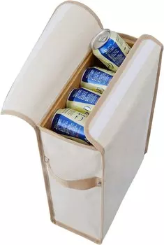 Astro 611-22 Футляр для хранения банок, светло-бежевый, льняная ткань. Ориентировочный объем хранения: 11,8 жидких унций (350 мл) x 24 бутылки, бутылка вина, пластиковая бутылка, футляр для хранения с ручкой., Can Storage Case, Linen Fabric