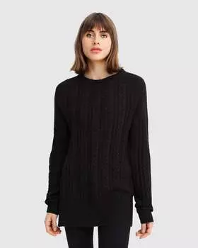At Last Вязаный джемпер с разрезом Belle&Bloom, черный