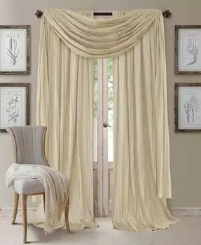 Athena Rod Pocket, пара штор для штор с подзором из шарфа, 52 x 84 дюйма, набор из 3 шт Elrene, слоновая кость