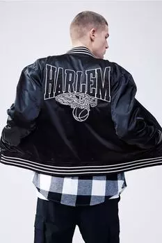 Атласная бейсбольная куртка H&M, черный