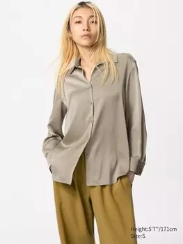 Атласная Блуза Uniqlo, цвет 32 бежевый