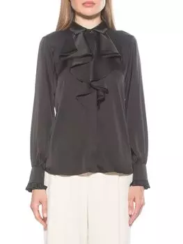 Атласная блузка Brooks с рюшами Alexia Admor, черный