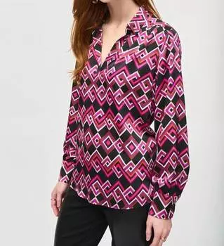 Атласная блузка черного цвета Multi Joseph Ribkoff