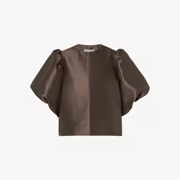 Атласная блузка Cleo с рукавами-буфами Malina, коричневый