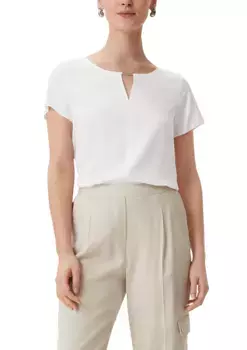 Атласная блузка Comma с дополнительным V-образным вырезом, белый