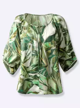 Атласная блузка Creation L, цвет Champagner-Schlamm-Bedruckt