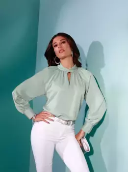 Атласная блузка Creation L, мятный