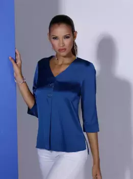 Атласная блузка Creation L, синий