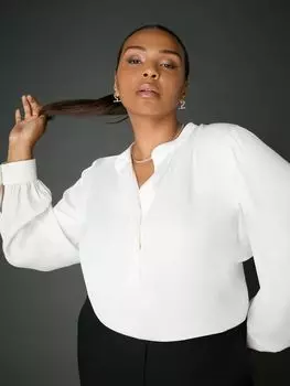 Атласная блузка Curve со сборками на шее Live Unlimited, белый