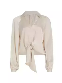 Атласная блузка Emily с завязками спереди Ramy Brook, цвет bone