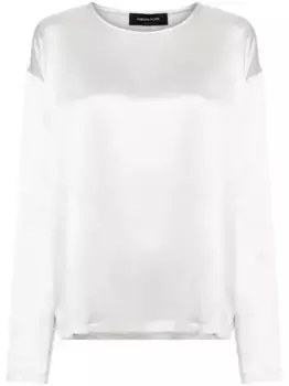 Атласная блузка из шелка Fabiana Filippi, серебяный