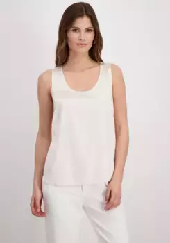 Атласная блузка Monari с круглым вырезом, бежевый