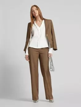 Атласная блузка-рубашка классического кроя со вставкой s.Oliver BLACK LABEL, белый