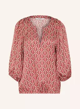 Атласная блузка-рубашка с рукавами 3/4 summum woman, темно-красный/бежевый