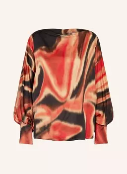 Атласная блузка-рубашка summum woman, красный/оранжевый/темно-зеленый